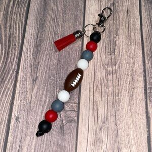 Handmade Blk/Gray/Red/White FB Silicone Keychain